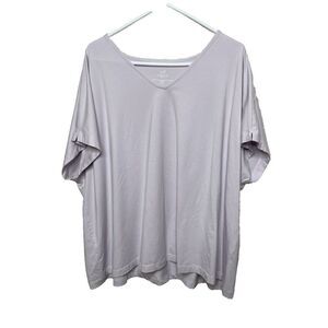 J.Jill Plus Size 3X Luxe SuPima Cotton V-Neck Easy Tee Shirt SS Lavender #6